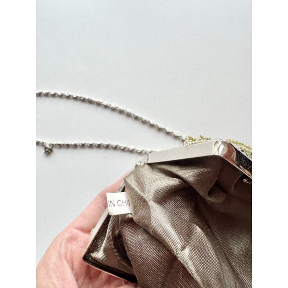 Unbranded Green Scalloped Beaded Sequin Embellished Satin Evening Purse Bag - Picture 10 of 11